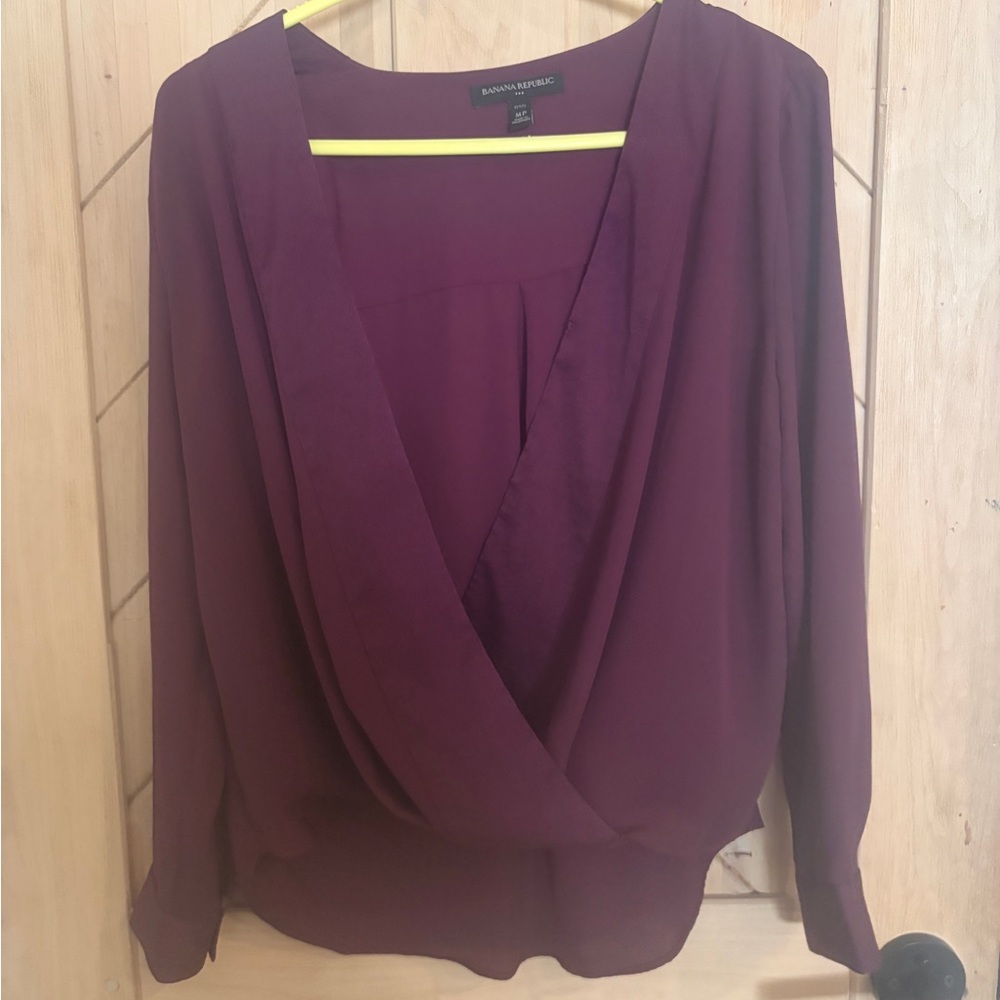 Banana Republic Plum Wrap-Front Blouse